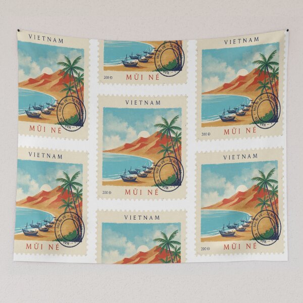 Item preview, Mui Ne Vietnam Sand Dunes Fishing Village Stamp Sticker designed and sold by stickercuffs.