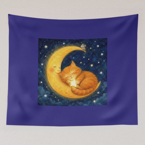 Item preview, Ginger Kitten and His Star | Magical Illustration on the Moon designed and sold by Natalia-Vlad.