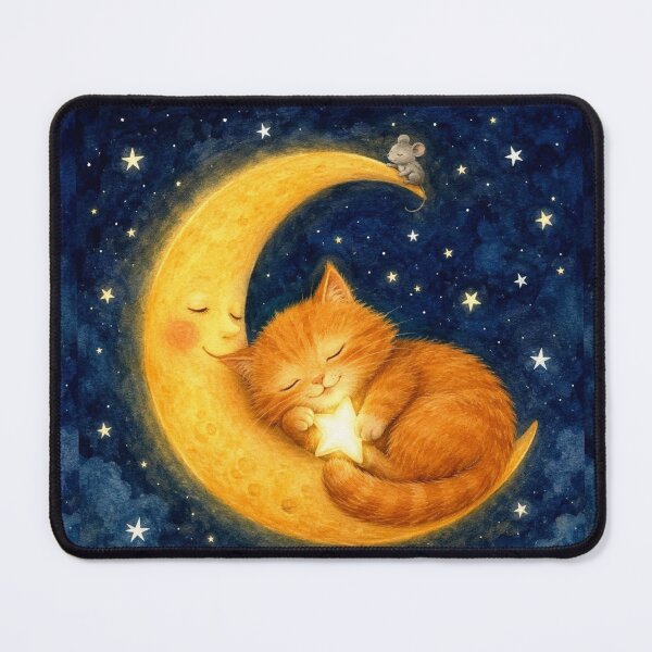Item preview, Ginger Kitten and His Star | Magical Illustration on the Moon designed and sold by Natalia-Vlad.
