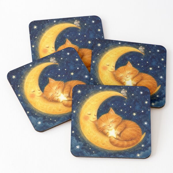Item preview, Ginger Kitten and His Star | Magical Illustration on the Moon designed and sold by Natalia-Vlad.