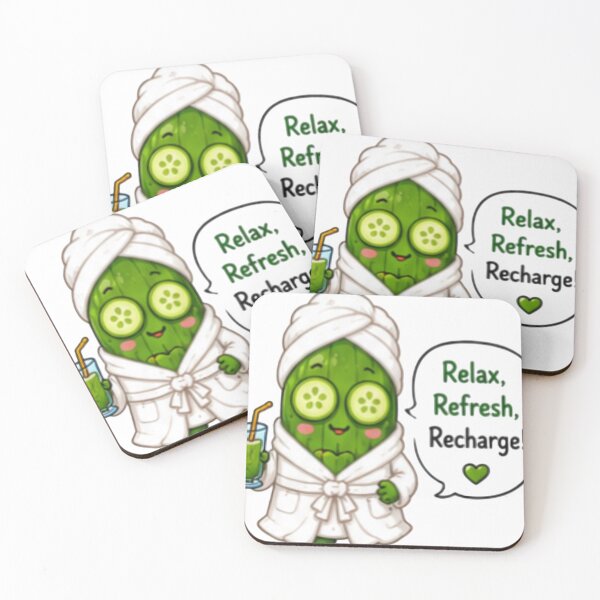Item preview, Cute Kawaii Spa Cucumber – Relax Refresh Recharge designed and sold by DailyDoodlesBySumbul.