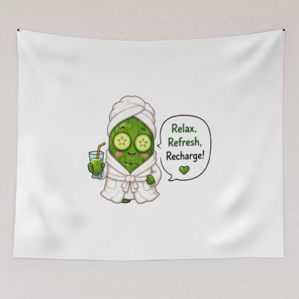 Item preview, Cute Kawaii Spa Cucumber – Relax Refresh Recharge designed and sold by DailyDoodlesBySumbul.