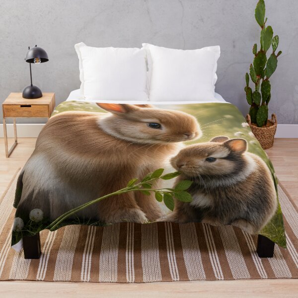 Item preview, Mama Bunny and Baby Bunny in a Clover Field designed and sold by TinCatOutPost.