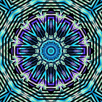 Artwork thumbnail, Blue Geometric Mandala Pattern by ScreenPin