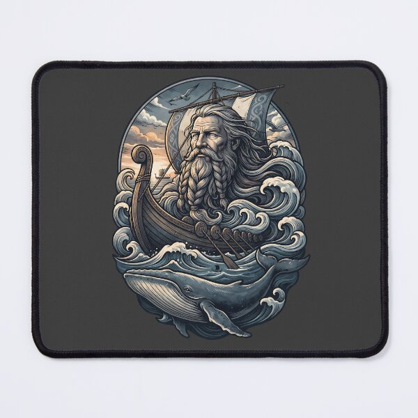 Item preview, Bearded Viking Ocean Waves Longship Art designed and sold by MythicCotton.