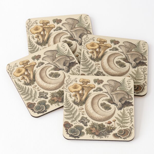 Item preview, Moon Mushroom Botanical Plate designed and sold by PixelToPress.