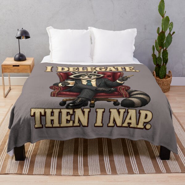 Item preview, Funny Raccoon Boss Delegates Then Takes a Nap designed and sold by Kolibra.