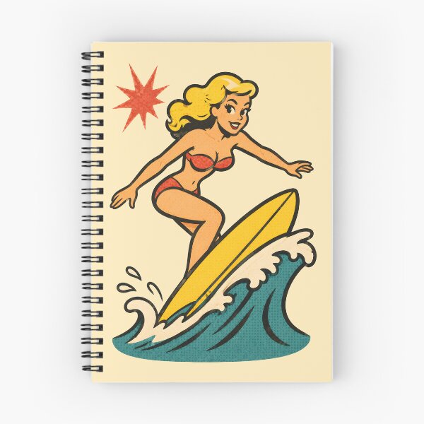 Item preview, Retro Pin-Up Surfer Riding a Golden Wave designed and sold by Victor Shadehorn.