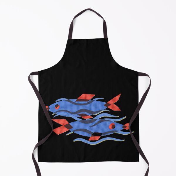 Item preview, Two Blue Fish Pisces – Abstract Geometric Fish Art with Red Fins designed and sold by BuckaBaby.