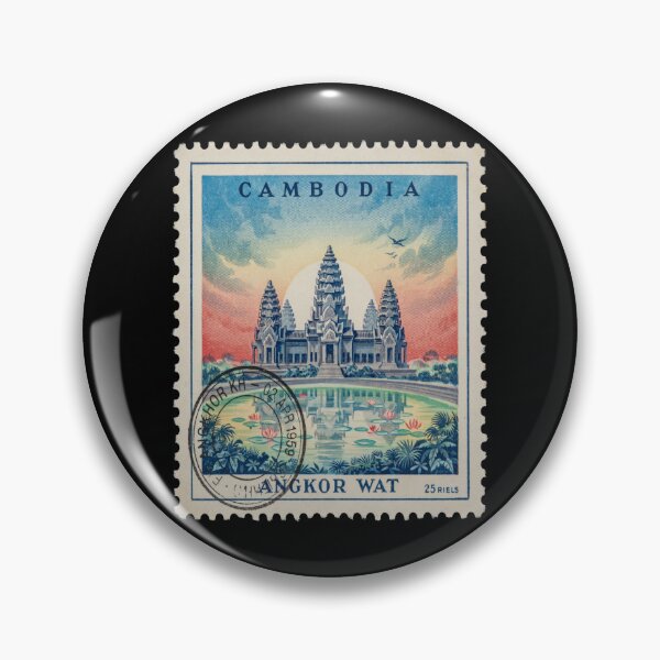 Item preview, Angkor Wat Cambodia Sunrise Temple Stamp Sticker designed and sold by stickercuffs.