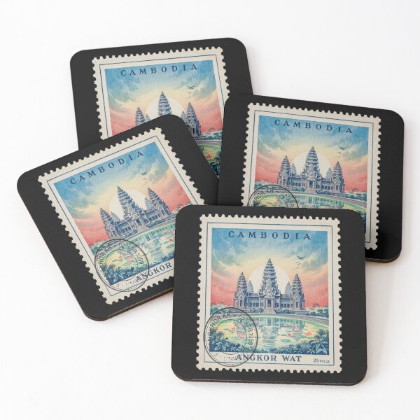 Item preview, Angkor Wat Cambodia Sunrise Temple Stamp Sticker designed and sold by stickercuffs.