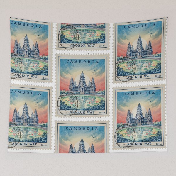 Item preview, Angkor Wat Cambodia Sunrise Temple Stamp Sticker designed and sold by stickercuffs.