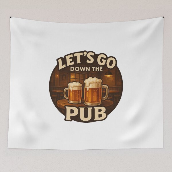 Item preview, Lets Go Down the Pub Funny Beer Drinking Tavern Design. designed and sold by The-T-In-Retro.