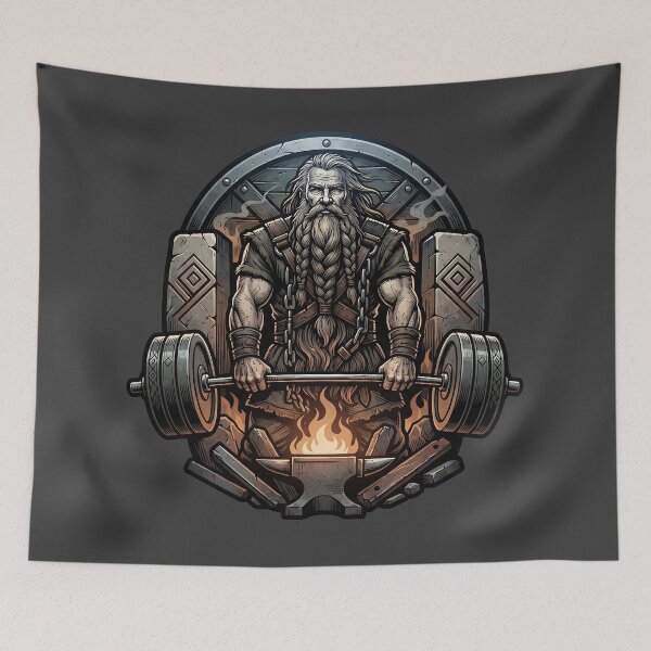 Item preview, Bearded Viking Powerlifter Forge Art designed and sold by MythicCotton.
