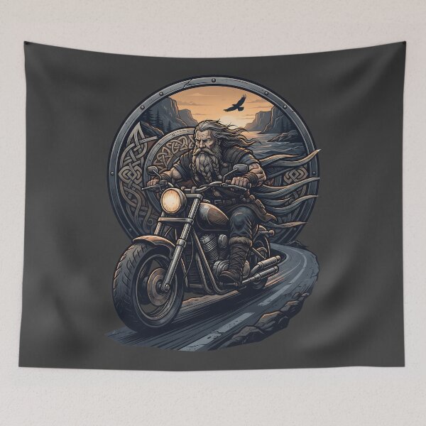 Item preview, Bearded Viking Motorcycle Cruiser Biker Art designed and sold by MythicCotton.