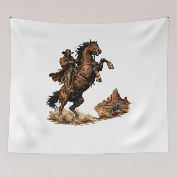 Item preview, Retro Wild West Cowboy on Rearing Horse Vintage Western Rodeo Graphic designed and sold by Fabrifrank.