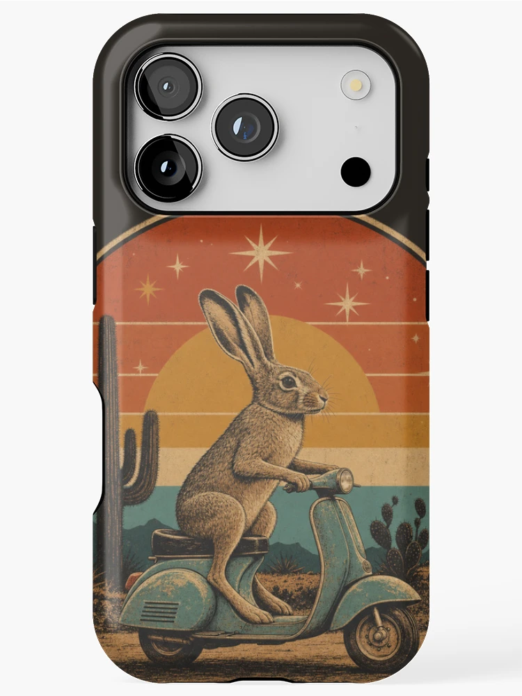 Thumbnail 1 of 4, iPhone Case, Desert Rabbit Scooter Ride designed and sold by PixelToPress.
