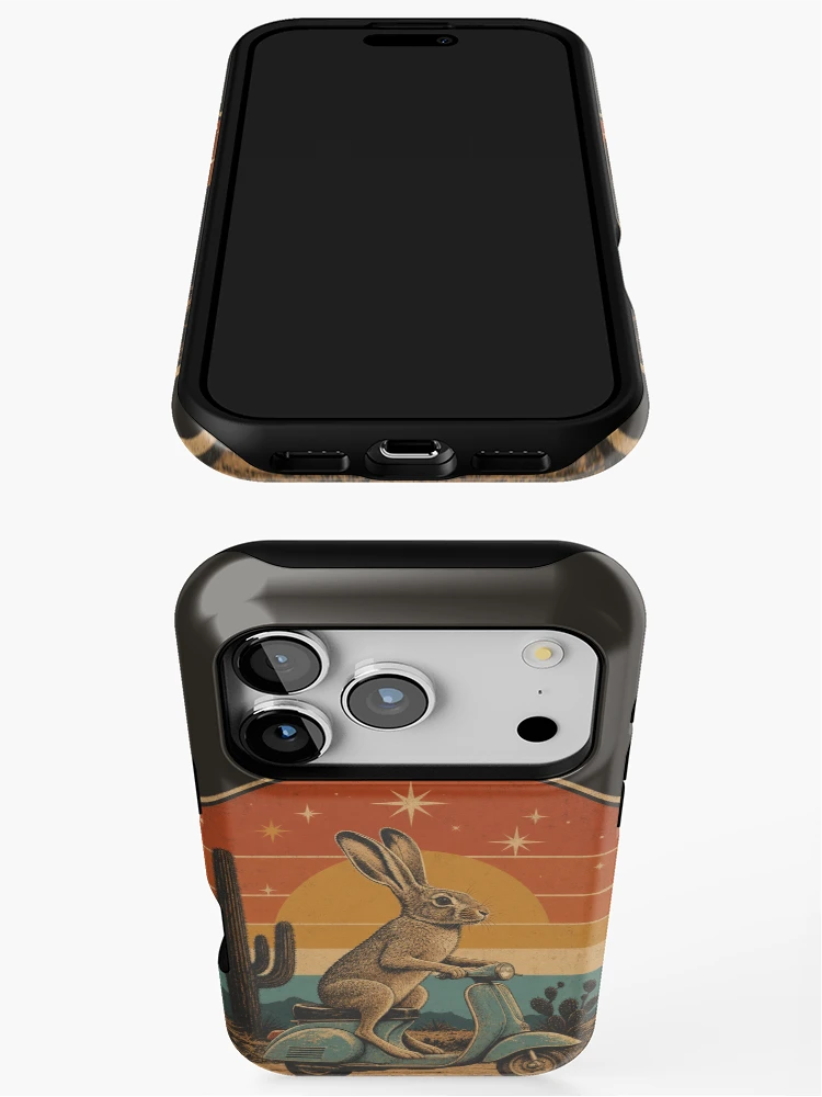 Thumbnail 3 of 4, iPhone Case, Desert Rabbit Scooter Ride designed and sold by PixelToPress.