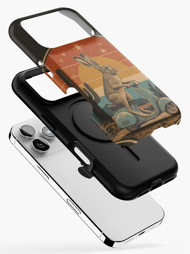 Thumbnail 2 of 4, iPhone Case, Desert Rabbit Scooter Ride designed and sold by PixelToPress.