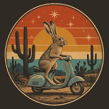 Artwork thumbnail, Desert Rabbit Scooter Ride by PixelToPress