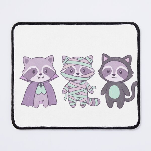 Item preview, Cute Halloween Raccoon Costume Trio | Kawaii Vampire Mummy Black Cat Animals designed and sold by abdelski.