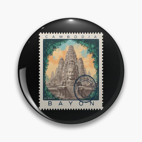 Item preview, Bayon Cambodia Stone Faces Jungle Temple Stamp Sticker designed and sold by stickercuffs.