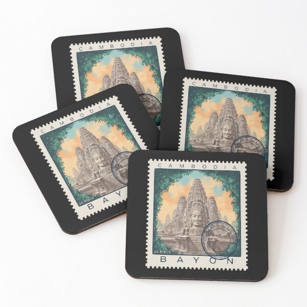 Item preview, Bayon Cambodia Stone Faces Jungle Temple Stamp Sticker designed and sold by stickercuffs.