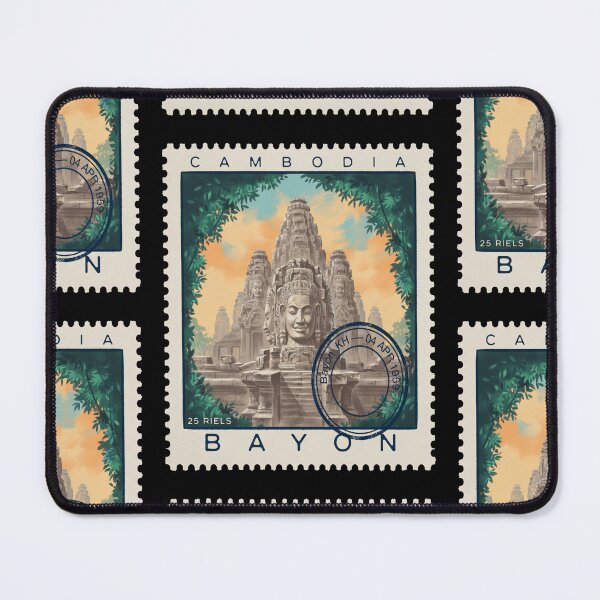 Item preview, Bayon Cambodia Stone Faces Jungle Temple Stamp Sticker designed and sold by stickercuffs.