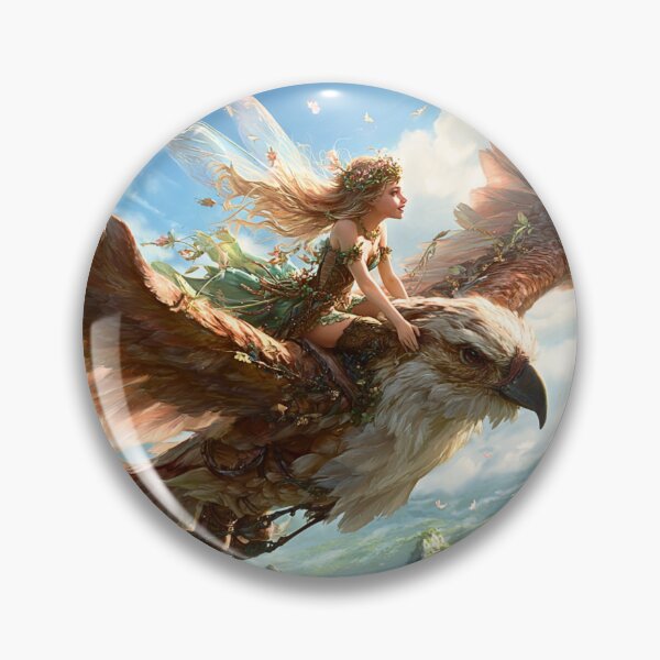 Item preview, Enchanted Fairy Riding Majestic Eagle designed and sold by Storybook Botanica.