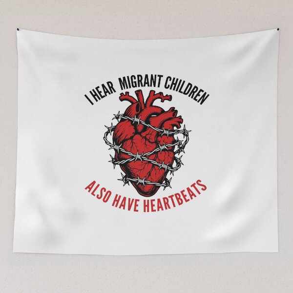 Item preview, I Hear Migrant Children Also Have Heartbeats - Barbed Wire Heart Protest designed and sold by Neurospicy Trolls.
