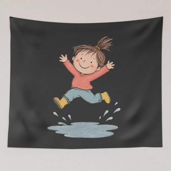 Item preview, Happy Girl Jumping in a Puddle Cute Rainy Day Design designed and sold by Nawi32.