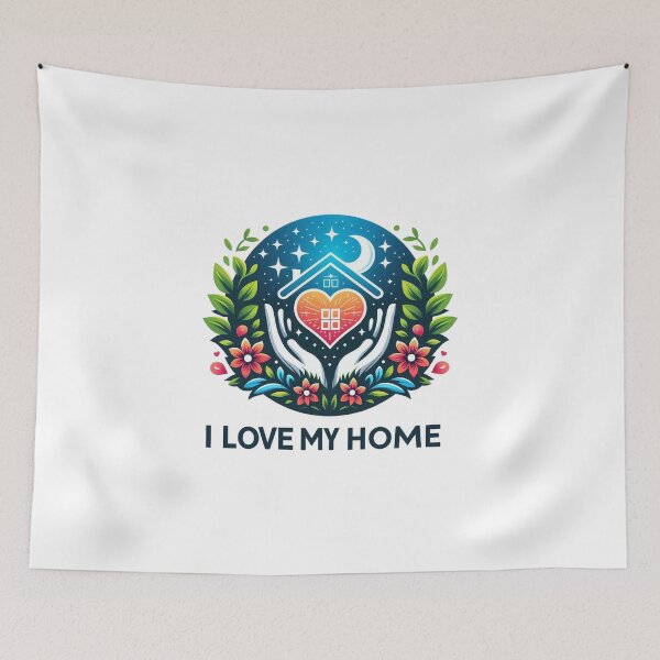 Item preview, I Love My Home Heart House Floral Family Design. designed and sold by The-T-In-Retro.