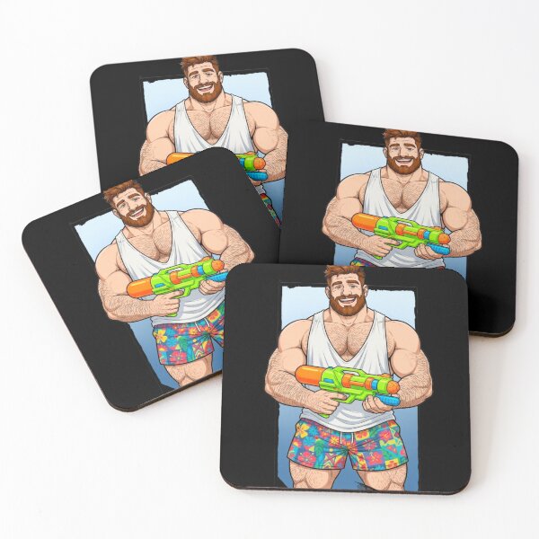 Item preview, Muscle Bear with Water Gun | Funny Gay Bear Summer Pool Party Design designed and sold by BrokenLabel.