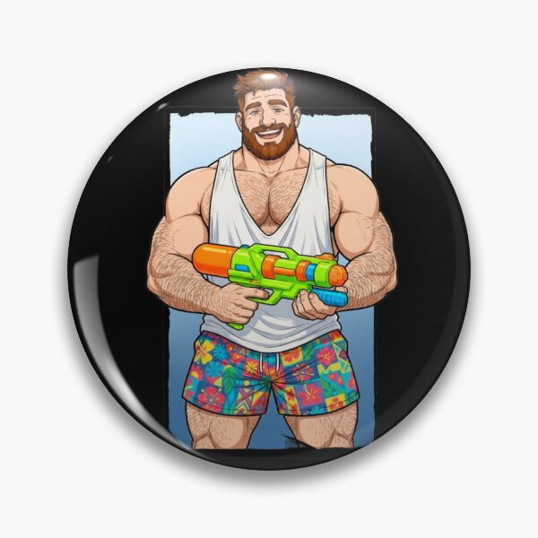 Item preview, Muscle Bear with Water Gun | Funny Gay Bear Summer Pool Party Design designed and sold by BrokenLabel.