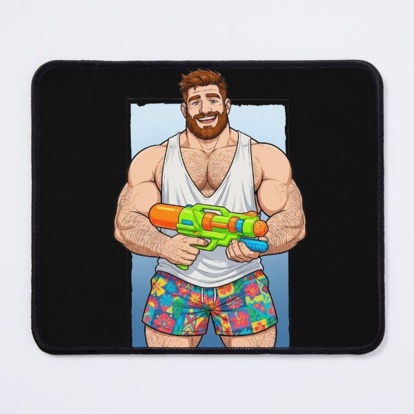 Item preview, Muscle Bear with Water Gun | Funny Gay Bear Summer Pool Party Design designed and sold by BrokenLabel.