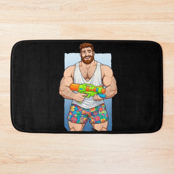 Item preview, Muscle Bear with Water Gun | Funny Gay Bear Summer Pool Party Design designed and sold by BrokenLabel.