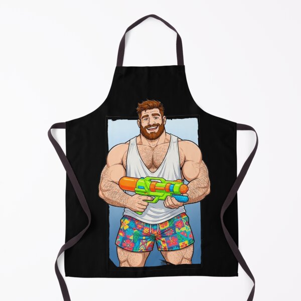 Item preview, Muscle Bear with Water Gun | Funny Gay Bear Summer Pool Party Design designed and sold by BrokenLabel.