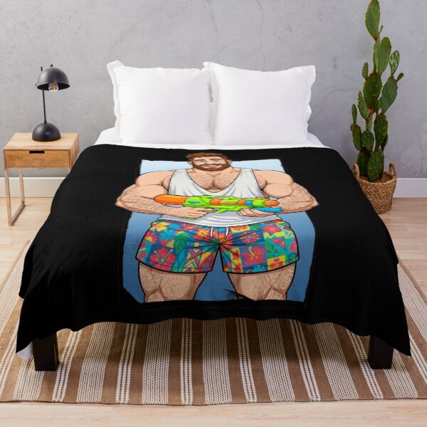 Item preview, Muscle Bear with Water Gun | Funny Gay Bear Summer Pool Party Design designed and sold by BrokenLabel.
