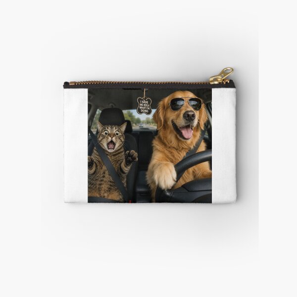 Item preview, Dog Driving, Cat Panicking – Funny Pet Meme designed and sold by GARAPROMOCIONES.