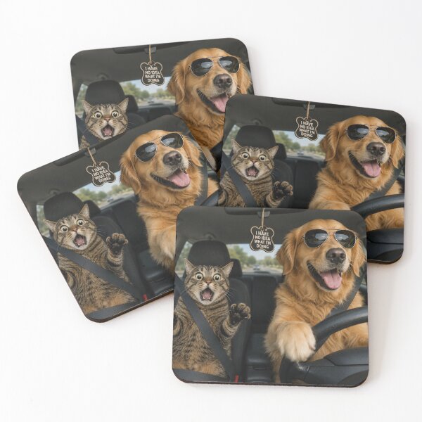 Item preview, Dog Driving, Cat Panicking – Funny Pet Meme designed and sold by GARAPROMOCIONES.