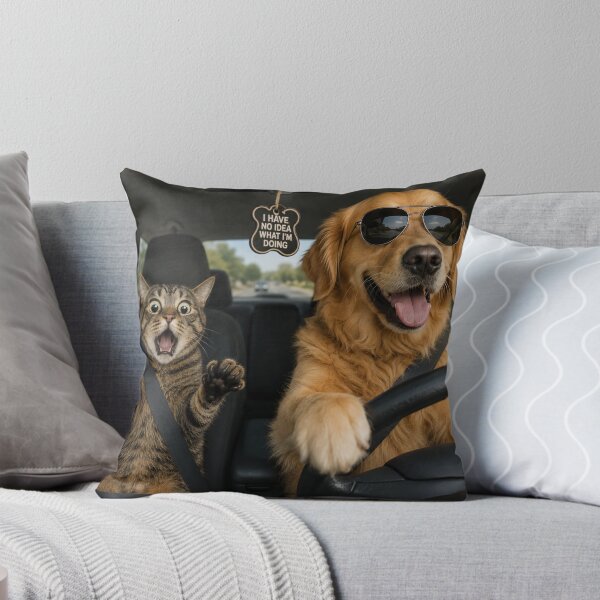 Item preview, Dog Driving, Cat Panicking – Funny Pet Meme designed and sold by GARAPROMOCIONES.