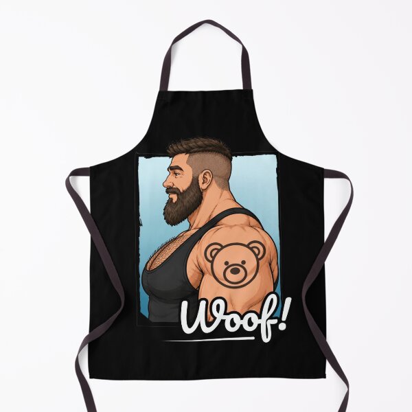 Aperçu de l'œuvre Woof Gay Bear | Cadeau en cuir Gay Bear Pride pour les ours gays créée et vendue par BrokenLabel.