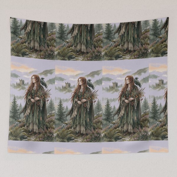 Item preview, Celtic Herbalist Witch Raven Watercolor Wall Art designed and sold by Velustro Shop.