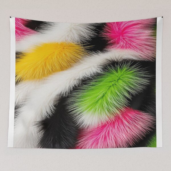 Item preview, The Explosion of Colorful Softness, Neon Multicolor Fur Texture - Abstract Fluffy Pattern in Pink, Yellow, Green and Black designed and sold by RAYBIL.