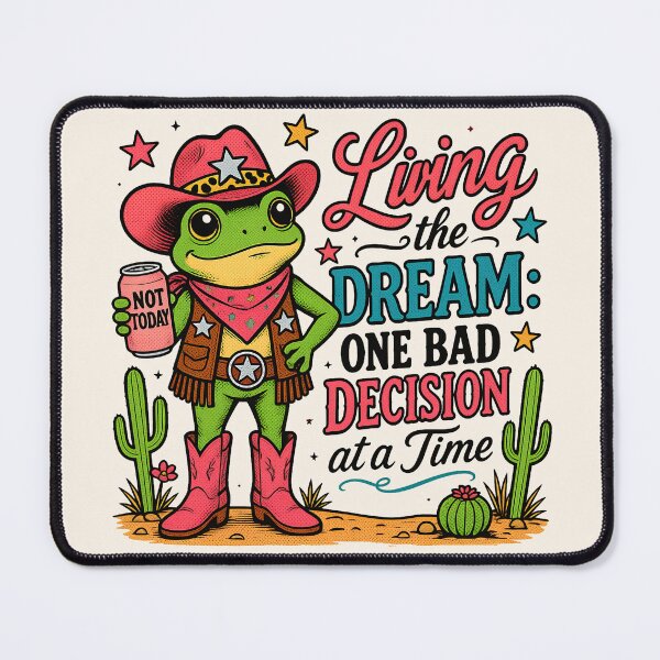 Item preview, Funny Cowgirl Frog - Living The Dream, One Bad Decision At A Time designed and sold by legendaryskins.