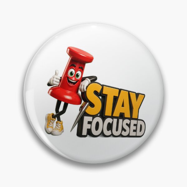 Item preview, Stay Focused Push Pin Mascot designed and sold by TinyHeroLab.