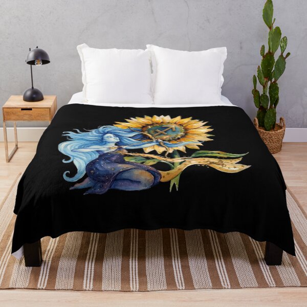 Item preview, Sagittarius Zodiac Goddess Watercolor Sunflower Art designed and sold by SilentFlower.