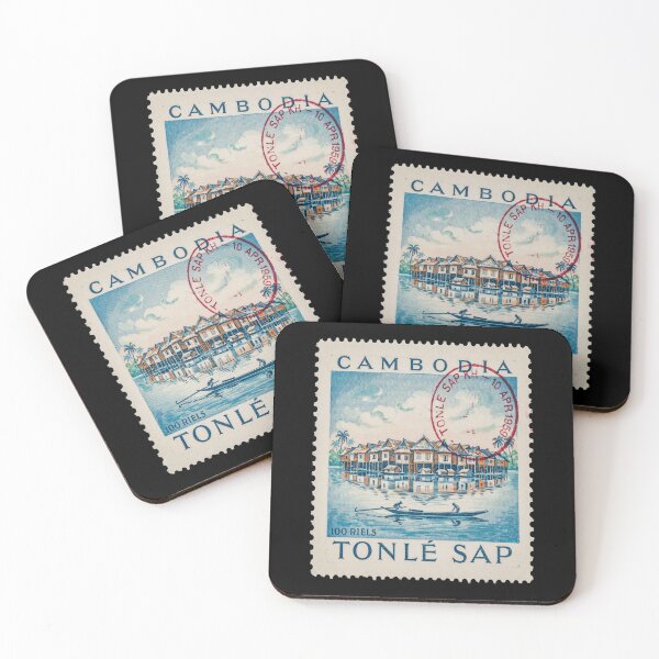 Item preview, Tonle Sap Cambodia Stilt Village Lake Stamp Sticker designed and sold by stickercuffs.
