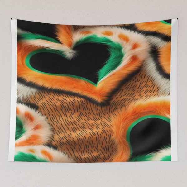 Item preview, Wild and Textured Love, Surreal Tiger Fur Heart - Orange and Green Pop Art Pattern designed and sold by RAYBIL.