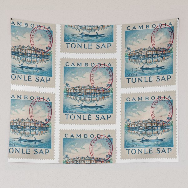 Item preview, Tonle Sap Cambodia Stilt Village Lake Stamp Sticker designed and sold by stickercuffs.